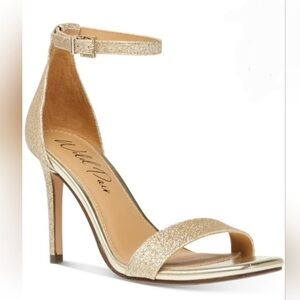 Wild Pair Blair Strappy Gold Glitter Dress Sandals